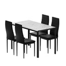 1 Artiss Dining Table and 4 Chairs Set Marble Effect-1