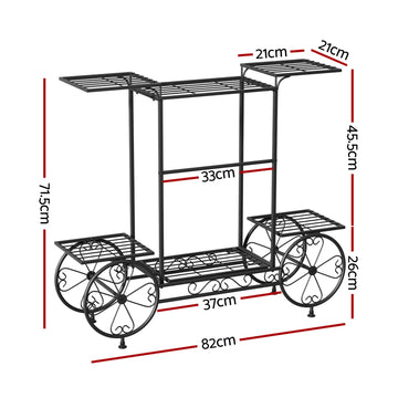 Artiss Plant Stand 6 Tier Iron 4 Wheeler - 0