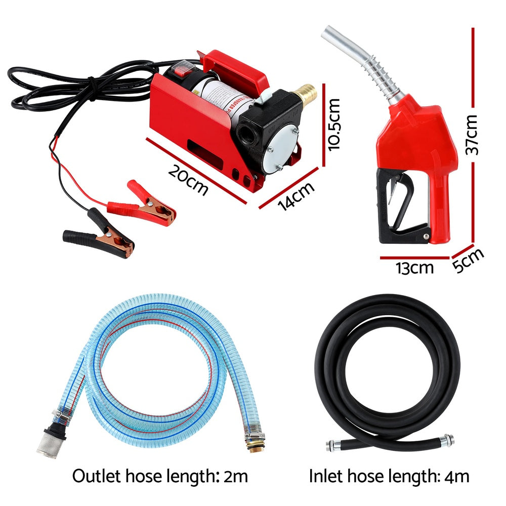 Giantz Fuel Transfer Pump Electric Diesel Kerosene Pump 12V DC 10GPM Nozzle Hose - 0