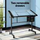 Artiss Drawing Desk Drafting Table Black-5