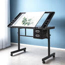 Artiss Drawing Desk Drafting Table Black-8