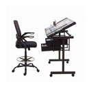 Artiss Drawing Table with Ergonomic Office Chair, Drafting Tables with Tempered Glass Desktop, Removable Drawers, Drafting Stool with Height Adjustable for Artwork Painting Studio-3