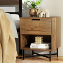 Artiss Bedside Table Drawers Side Table Shelf Storage Nightstand Rust Oak KRAVU-1