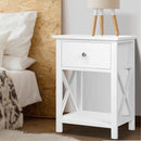 Artiss 2 X Bedside Table 1 Drawer with Shelf - EMMA White-1