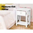 Artiss 2 X Bedside Table 1 Drawer with Shelf - EMMA White-2