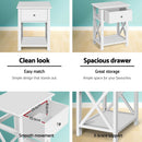 Artiss 2 X Bedside Table 1 Drawer with Shelf - EMMA White-6