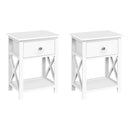 Artiss 2 X Bedside Table 1 Drawer with Shelf - EMMA White-7