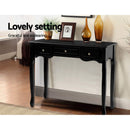 Artiss Console Table 3 Drawers Black Hamptons-6