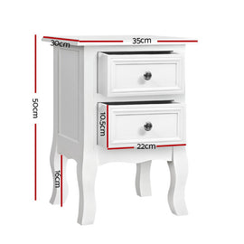Artiss Bedside Table 2 Drawers - BISSET White - 0