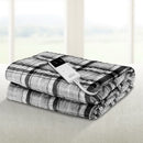 Giselle Bedding Electric Throw Rug Flannel Snuggle Blanket Washable Heated Grey and White Checkered-1
