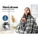 Giselle Bedding Electric Throw Rug Flannel Snuggle Blanket Washable Heated Grey and White Checkered-3