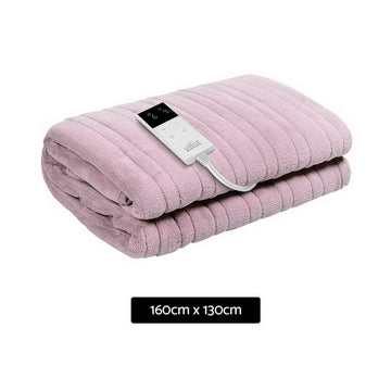 Giselle Electric Throw Rug Heated Blanket Fleece Pink - 0