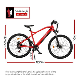 Everfit 26 Inch Electric Bike Mountain Bicycle eBike Built-in Battery 250W - 0