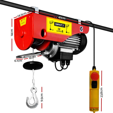 Giantz Electric Hoist Winch 400/800KG Cable 20M Rope Tool Remote Chain Lifting - 0