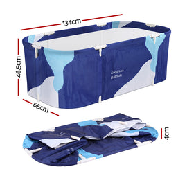 Weisshorn Foldable Bathtub PVC Spa Bucket Inflatable Cushion 134x65cm Navy Blue - 0