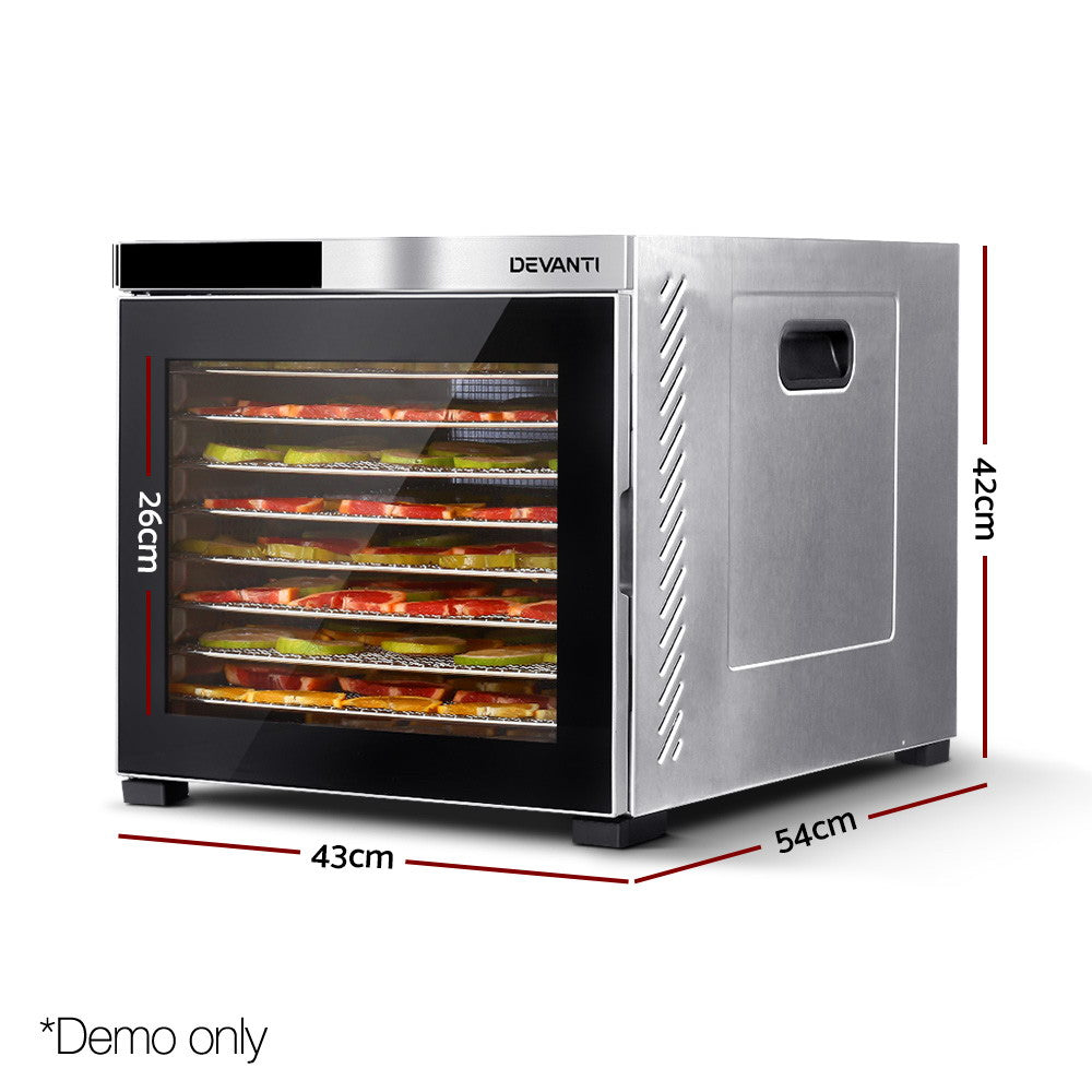 Devanti 10 Trays Food Dehydrator Stainless Steel Tray - 0