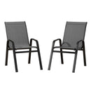 Gardeon 2PC Outdoor Dining Chairs Stackable Lounge Chair Patio Furniture Grey-1