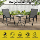 Gardeon 2PC Outdoor Dining Chairs Stackable Lounge Chair Patio Furniture Grey-4