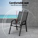 Gardeon 2PC Outdoor Dining Chairs Stackable Lounge Chair Patio Furniture Grey-5
