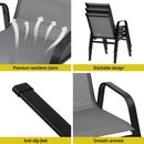 Gardeon 2PC Outdoor Dining Chairs Stackable Lounge Chair Patio Furniture Grey-6