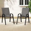 Gardeon 2PC Outdoor Dining Chairs Stackable Lounge Chair Patio Furniture Grey-7