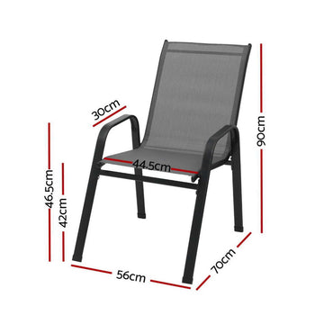 Gardeon 4PC Outdoor Dining Chairs Stackable Lounge Chair Patio Furniture Grey - 0