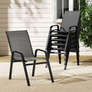 Gardeon 6PC Outdoor Dining Chairs Stackable Lounge Chair Patio Furniture Grey-8
