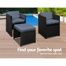 Gardeon Outdoor Dining Set 11 Piece Wicker Table Chairs Setting Black-6
