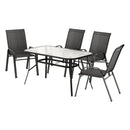 Gardeon 5PC Outdoor Dining Set Table and Chairs Patio Furniture Bistro Set Garden Black-1
