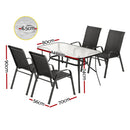 Gardeon 5PC Outdoor Dining Set Table and Chairs Patio Furniture Bistro Set Garden Black-2