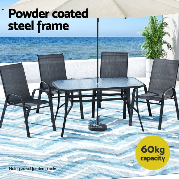 Gardeon 5PC Outdoor Dining Set Table and Chairs Patio Furniture Bistro Set Garden Black