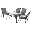 Gardeon 5PC Outdoor Dining Set Table and Chairs Patio Furniture Bistro Set Garden Grey-1