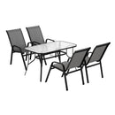 Gardeon 5PC Outdoor Dining Set Table and Chairs Patio Furniture Bistro Set Garden Grey-3