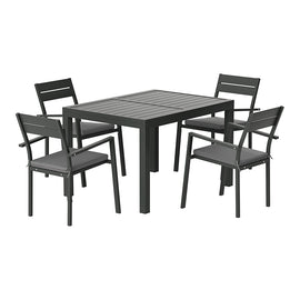Gardeon Outdoor Dining Set 5 Piece Aluminum Extendable Table Setting Black