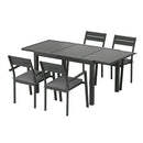 Gardeon Outdoor Dining Set 5 Piece Aluminum Extendable Table Setting Black-4