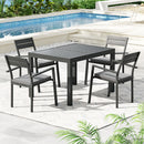 Gardeon Outdoor Dining Set 5 Piece Aluminum Extendable Table Setting Black-7