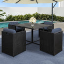 Gardeon Outdoor Dining Set 5 Piece Wicker Table Chairs Setting Black-8