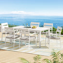 Gardeon Outdoor Dining Set 7 Piece Aluminum Table Chairs Setting White-7