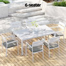 Gardeon Outdoor Dining Set 7 Piece Aluminum Table Chairs Setting White-6