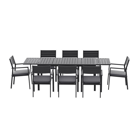 Gardeon Outdoor Dining Set 9PCS Aluminum Extendable Table Chairs Patio Furniture