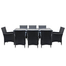 Gardeon Outdoor Dining Set 9 Piece Wicker Lounge Setting Black-3