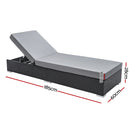 Gardeon 3PC Sun Lounge Wicker Lounger Outdoor Furniture Day Bed Rattan Garden-2