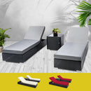 Gardeon 3PC Sun Lounge Wicker Lounger Outdoor Furniture Day Bed Rattan Garden-7