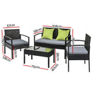 Gardeon Outdoor Sofa Set Wicker Lounge Setting Table and Chairs Storage Cover-2