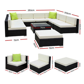 Gardeon 10-Piece Outdoor Sofa Set Wicker Couch Lounge Setting Cover - 0