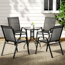 Gardeon 5PC Bistro Set Outdoor Table and Chairs Stackable Outdoor Furniture Black-7