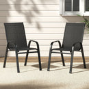 Gardeon 2PC Outdoor Dining Chairs Stackable Lounge Chair Patio Furniture Black-1
