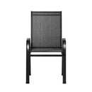 Gardeon 2PC Outdoor Dining Chairs Stackable Lounge Chair Patio Furniture Black-3