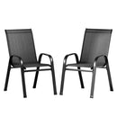 Gardeon 2PC Outdoor Dining Chairs Stackable Lounge Chair Patio Furniture Black-7
