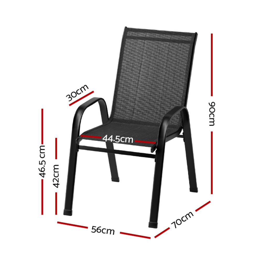 Gardeon 6PC Outdoor Dining Chairs Stackable Lounge Chair Patio Furniture Black - 0